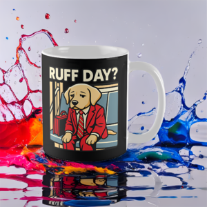 Sad Dog in Suit on Commute – Ruff Day