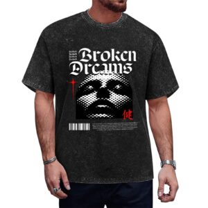 US Shipment-DTF 230gsm Cotton Men Washed Vintage T-Shirt (Front Printing)